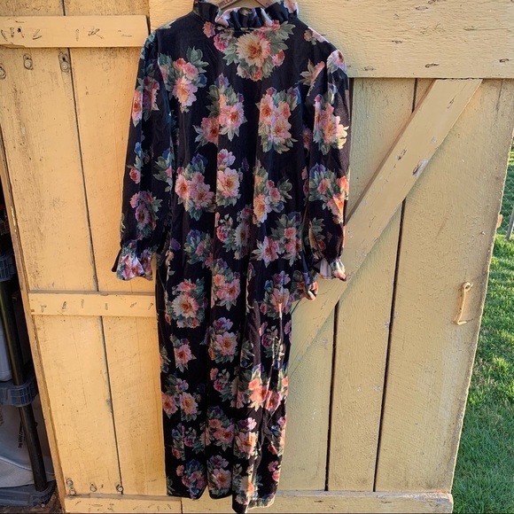 Vintage Floral Cottagecore Long Gown Robe Prairie - Picture 6 of 8
